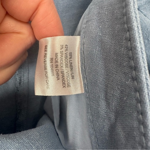 Lila Ryan Women's Pants Size 12 Blue Linen Blend Wide Leg Cropped Lagenlook - Picture 7 of 7